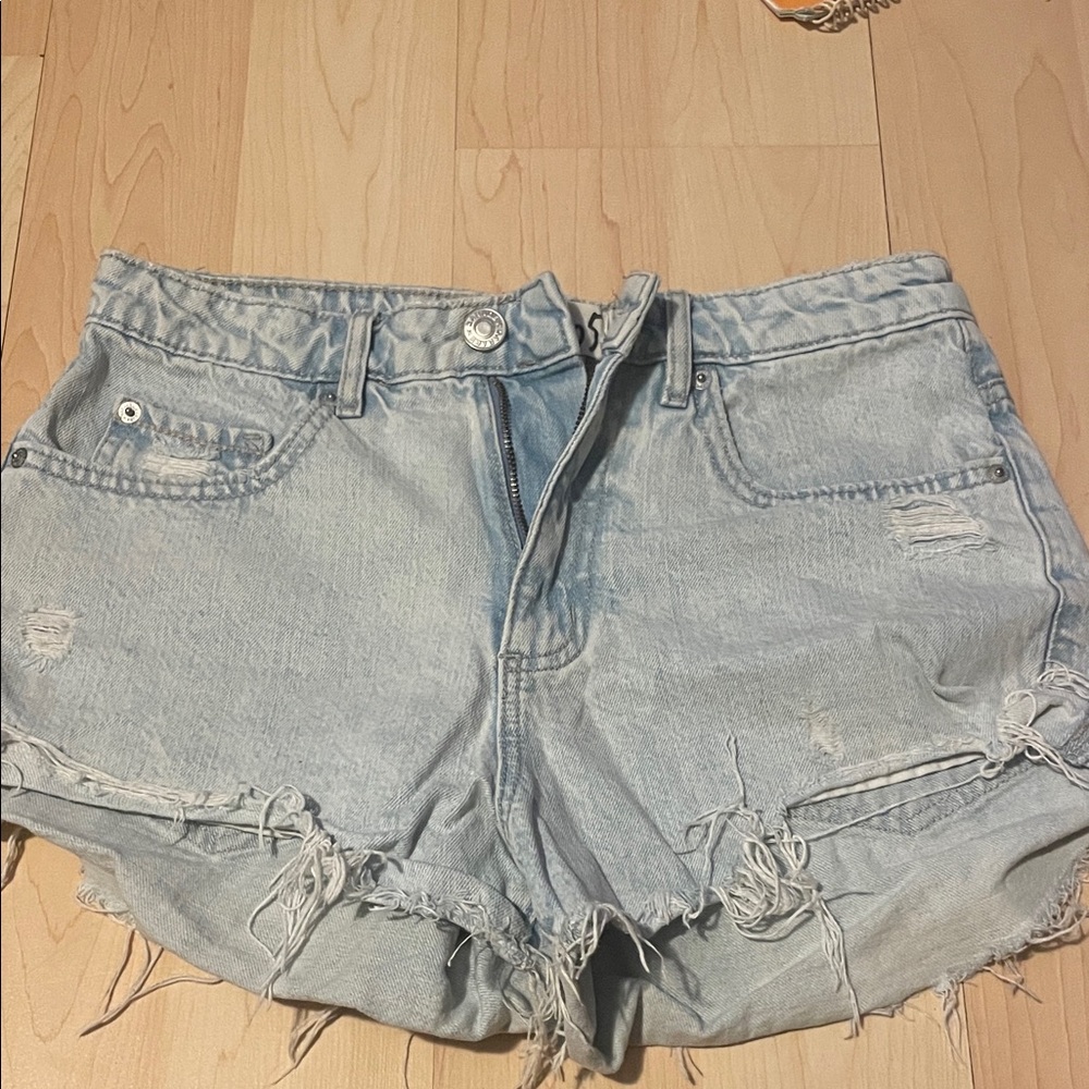 Garage Light Blue Distressed Denim Jean Shorts